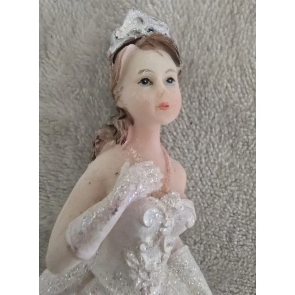 Vintage Quinceanera Cake Topper Figure White Dress Resin 5.5